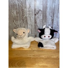 Walgreens Lot of 2 Farm Hand Puppets Sheep  Cow Animals Pretend Play Plush Toy