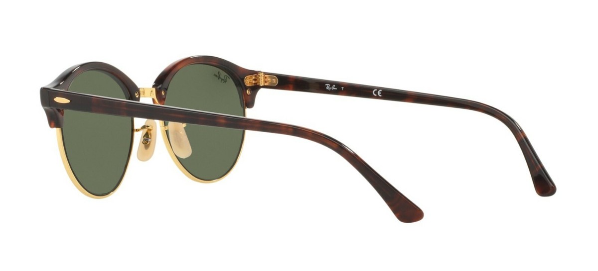 Ray-Ban Clubround Green Lens Tortoise Gold Frame Unisex Sunglasses RB4246 990 51 Sunglasses Ray-Ban Clubround RB 4246 (990) RB4246 Unisex  main image 4