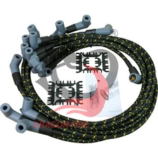 Dragon Fire Cloth Braided Vintage HEI Spark Plug Wire Set For SBC BBC Chevy 350