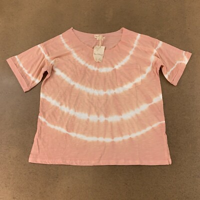 Hem & Thread Women's Size Large Pink Tie Dye Short Sleeve Pocket Tee NWT