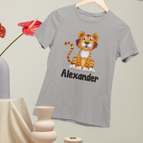 Personalised Custom Printed Your Name T-Shirt Cute Jungle Lion Novelty Kids Gift - Picture 5 of 23