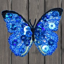 Mini Blue Butterfly Embroidered Patch   Iron On
