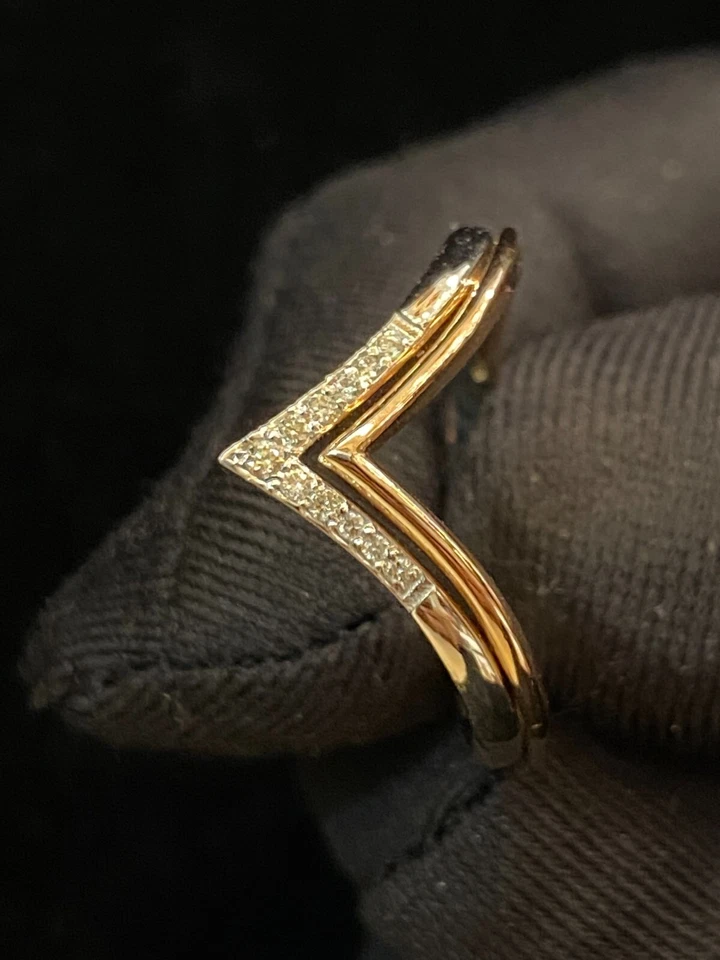Anillo Pavé Aniversario Diamantes Naturales Brillantes Redondos 0.14 Cts En Oro 14K Foto 4 de 4