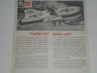 IDEAL ITC Model Craft 1958 PIASECKI AERIAL JEEP Model 3674 Assembly Instructions