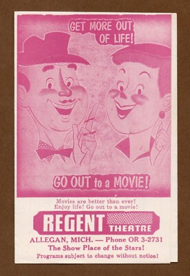 Regent Theater Handbill Flyer Advertisement, Vintage 1963 Go Out to a Movie!
