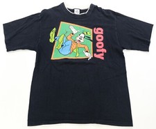 Rare Vintage THE DISNEY STORE Goofy Double Neck Ringer T Shirt 90s Black Size XL