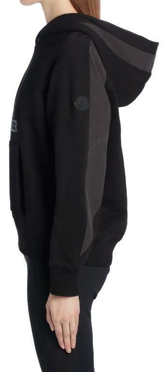 NEW MONCLER COLOR BLOCK BLACK LOGO COTTON HOODIE SWEATSHIRT