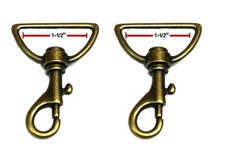 Swivel Snaps Hooks Antique Brass Finish 1-1/2" Strap Size  2 Piece