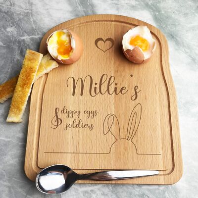 Dippy Eier Ostern personalisiert Geschenk Brot Eier Toast Frühstück Servierbrett