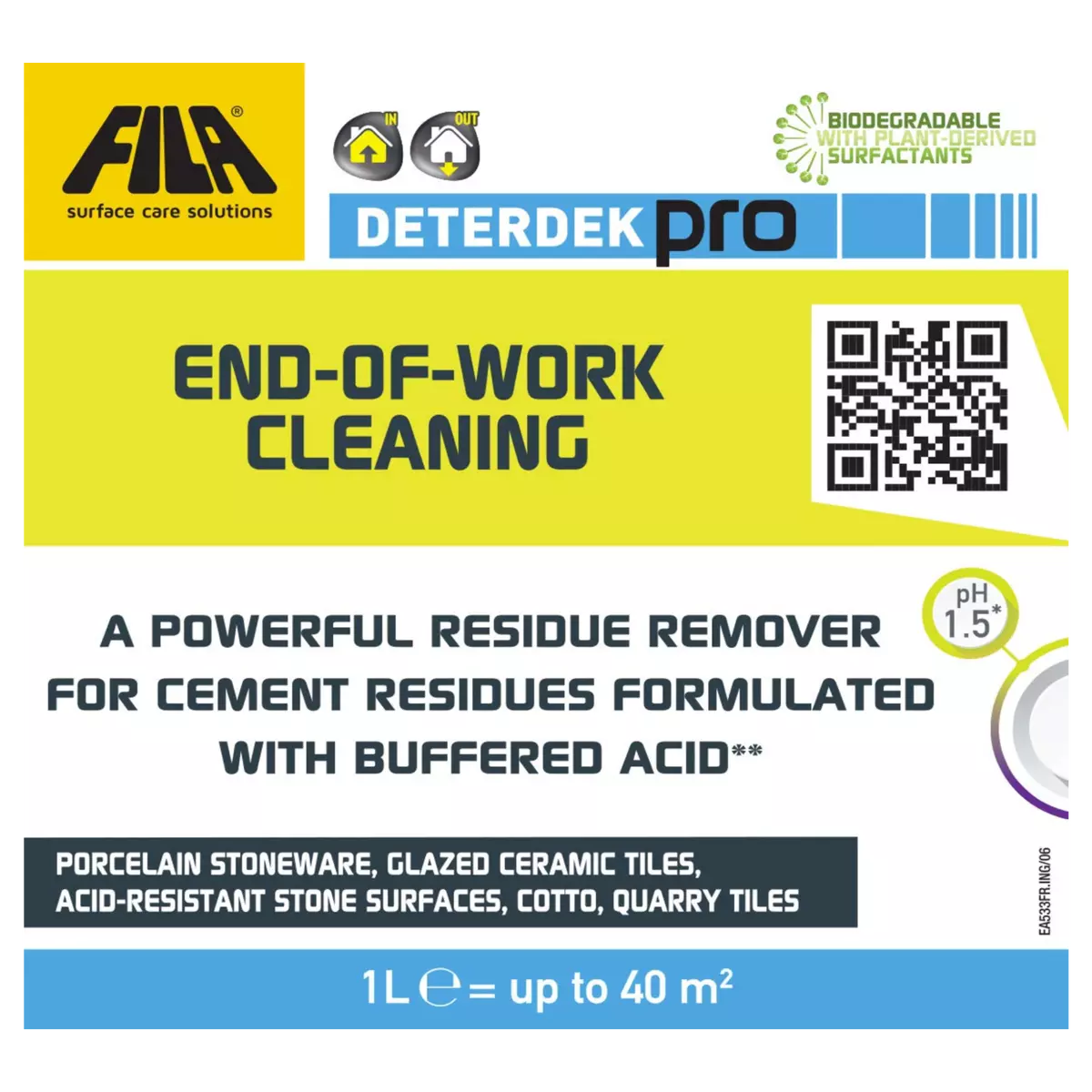 Fila Deterdek Pro Concentrated Acid Cleaner for Porcelain and Ceramic Tiles  1L