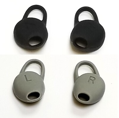 2 Pairs Earcups/Earbuds for Plantronics BACKBEAT FIT 2100, 3100 ''Black+Gray''
