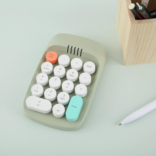 ☀️ Wireless Retro Typewriter-Style Numeric Keypad – 18-Key 2.4GHz Numpad - Pink - 第 6/8 張圖片