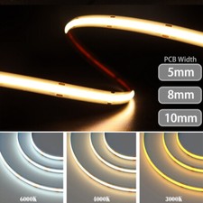 CCT COB LED Strip Light 608leds/m 2700k to 6500k Dimmable Strip - 5mm 8mm 10mm