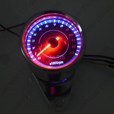 Universal 13000RPM LED Backlit Motorcycle Tachometer Gauge – 12V, 60mm Silver