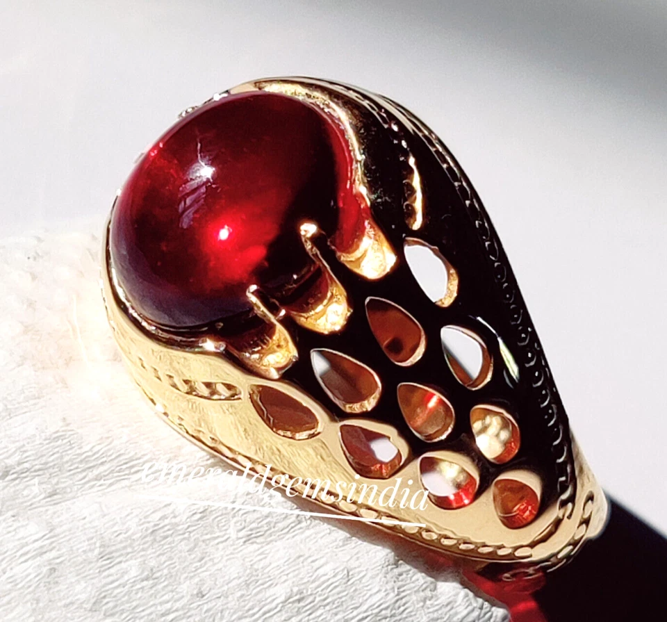 Anillo Rubí Natural Para Hombre Anillo Plata Esterlina 925 Anillo Hecho a Mano Anillo Regalo Para Él Foto 3 de 4