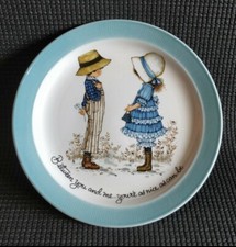 Vintage Barratts of Staffordshire BLUE HOLLY HOBBIE & BOY 7" Romantic Gift Plate