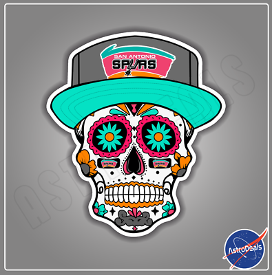 #ad San Antonio Spurs Sugar Skull NBA Basketball Logo Sticker Decal *Size: 3quot; 12quot;* $6.85