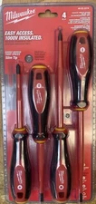 Milwaukee 48-22-2219 1000V Insulated Slim Tip Screwdriver Set 4Pc - NEW