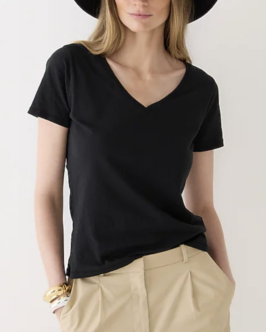 J.Crew Black Vintage Jersey Classic-fit V-neck T-shirt Sz L
