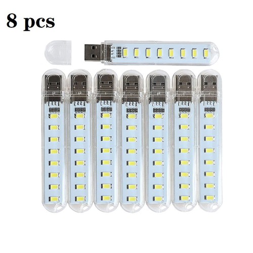 8Pcs 8Led USB Plug Strip Light Mini Book Lamp Night Lights Emergency Light USA - Picture 6 of 14