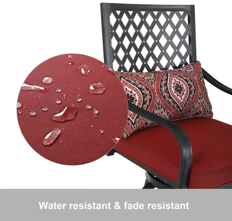 旋转露台椅4件套高吧凳户外小酒馆椅带靠垫 — 第 4/4 张图片