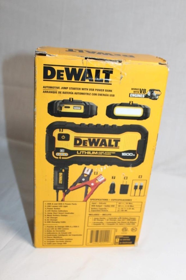 DeWalt DXAELJ16 1600 Peak Amp Lithium Jump Starter with USB Power Bank