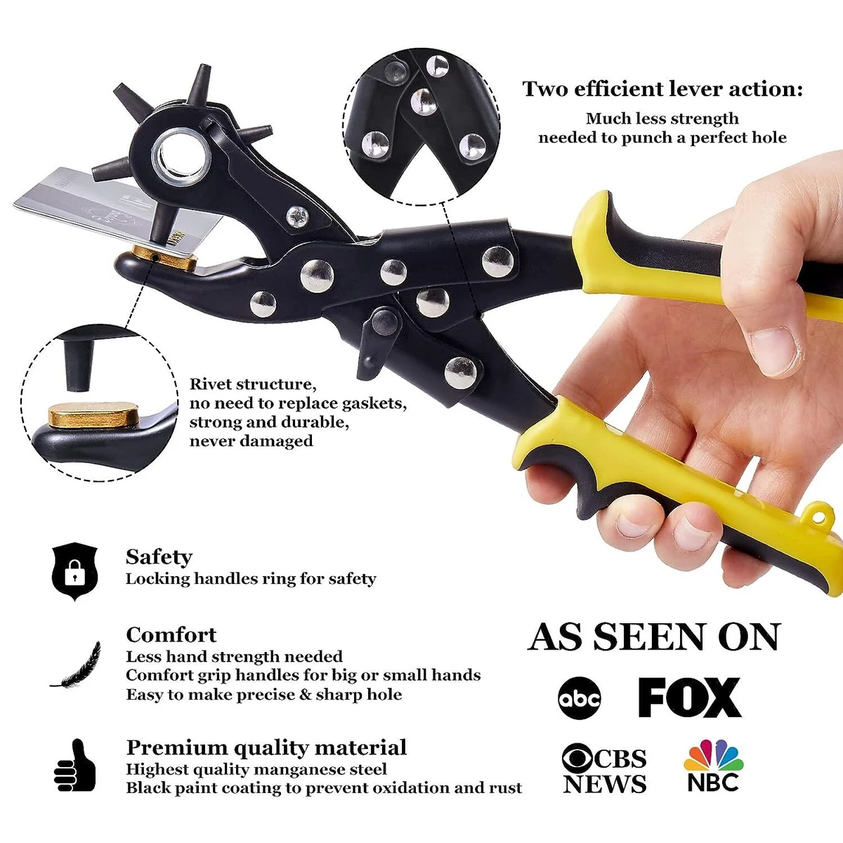 Leather Punch Tool for Belts Shoe Strap Puncher Heavy Duty