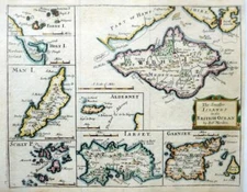 ISLANDS IN THE BRITISH OCEAN BY ROBERT MORDEN c1704 GENUINE ANTIQUE ENGRAVED MAP