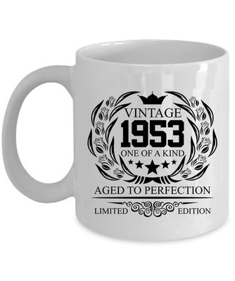 1953 Birthday Floral Vintage Coffee Mug 73 Year Aged To Perfection 73rd Cup 11oz
