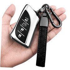 for Lexus Key Fob Cover With Keychain TPU Full Protection Key Shell Silver