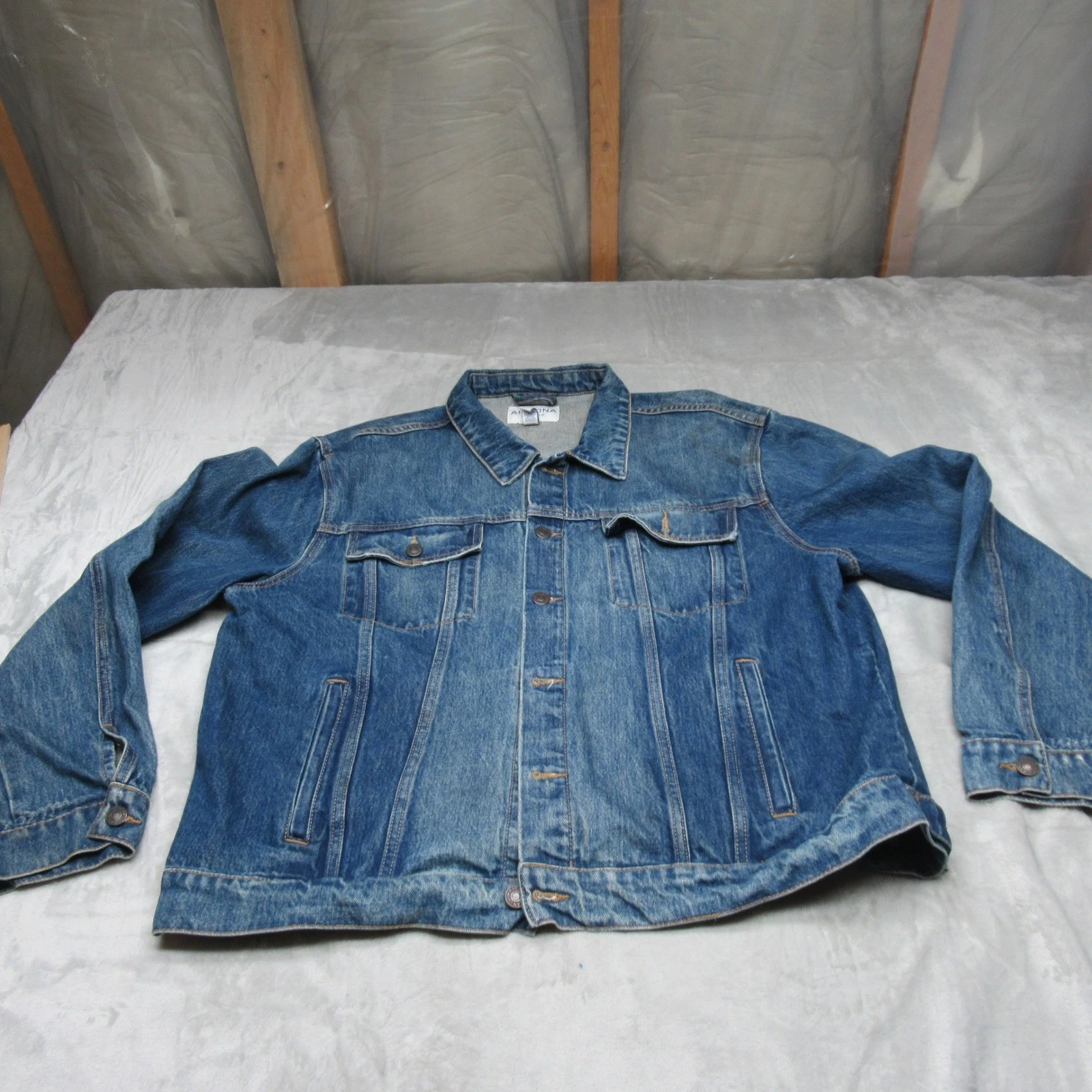 Arizona Jacket Mens XXL Blue Denim Trucker Button Up Classic Streetwear VTG