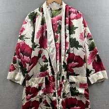 Victoria  s Secret Robe Women's Small Pink Floral Rose Print Kimono Sleeve Y2K