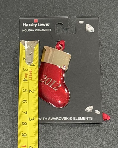 Red & Silver Christmas Stocking 2012 Holiday Ornament With Swarovski Element NEW - Picture 4 of 6