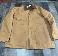 Walls Work Wear Fleece Lined Snap Canvas Coat Jacket W/ Collar Men s Large Tall