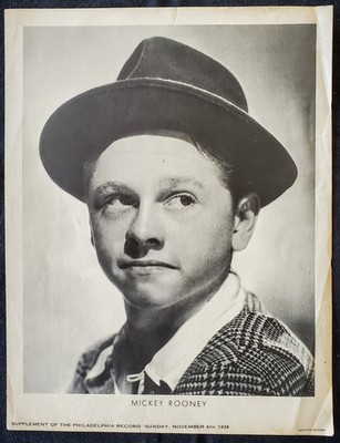 1936 Mickey Rooney Philadelphia Record Supplement 8x10 Portrait Paper Photograph