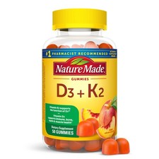 Nature Made Vitamin D3 K2 Gummies, D 50 Count Pack of 1 , Orange