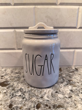 Rae Dunn Artisan Collection SUGAR Jar Canister Ceramic w/ Lid Seal 8in