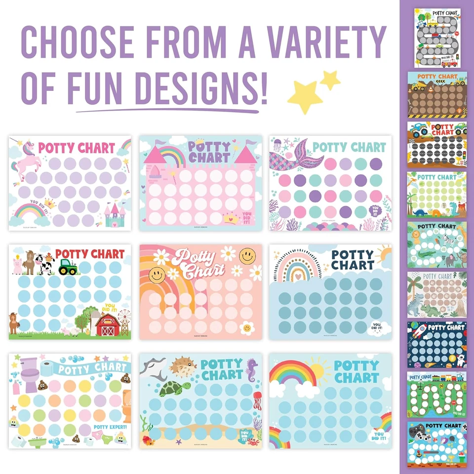 Hadley Designs Potty Training Chart for Girls with Fun Reward Stickers – 10 Pott - Image 2 of 4