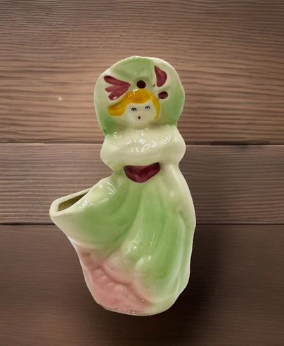 Vintage Shawnee Pottery Southern Belle Planter Pink Green Yellow Pastel 50’s