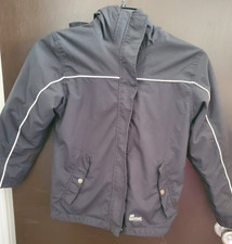 Berne Coastline Black Nylon Hooded Zip Up Fleece Lined Jacket Youth Kids Size M