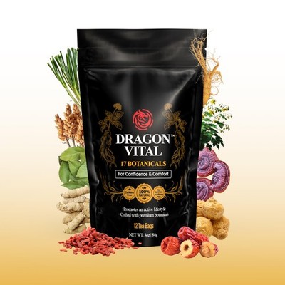 Dragon Vital Herbal Tea with Ginseng & Maca   Natural Energy Support | Caffei...