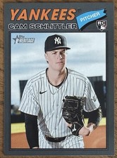 2026 Topps Heritage ~ Cam Schlittler ~ RC Dark Gray Border Rookie #222 ~ Yankees