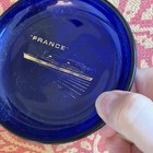VTG SS France Ocean Liner Cobalt Blue gLass IVOREX? Trinket Coin PINTray Dish — photo 2
