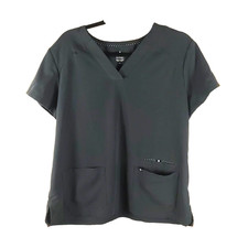Beyond Scrubs Women's Scrub Top Size X L Dark Gray No Iron Twill