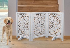 The Wooden Town Pet Gate White Antique 48"x28" 3 Panel Circle