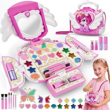 Unicorn Kids Makeup Kit with Mirror  Strap, Real Washable Make Up Set Prince...