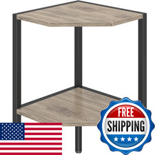 Corner Shelf Stand, 2 Tier Industrial Corner Bookshelf, Multipurpose Standing Co