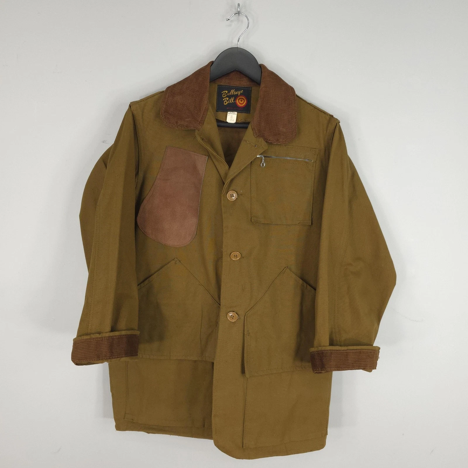 Vintage Bullseye Bill Jacket Mens 34 Brown Canvas Field Hunting Water Repellent - product detail image 1