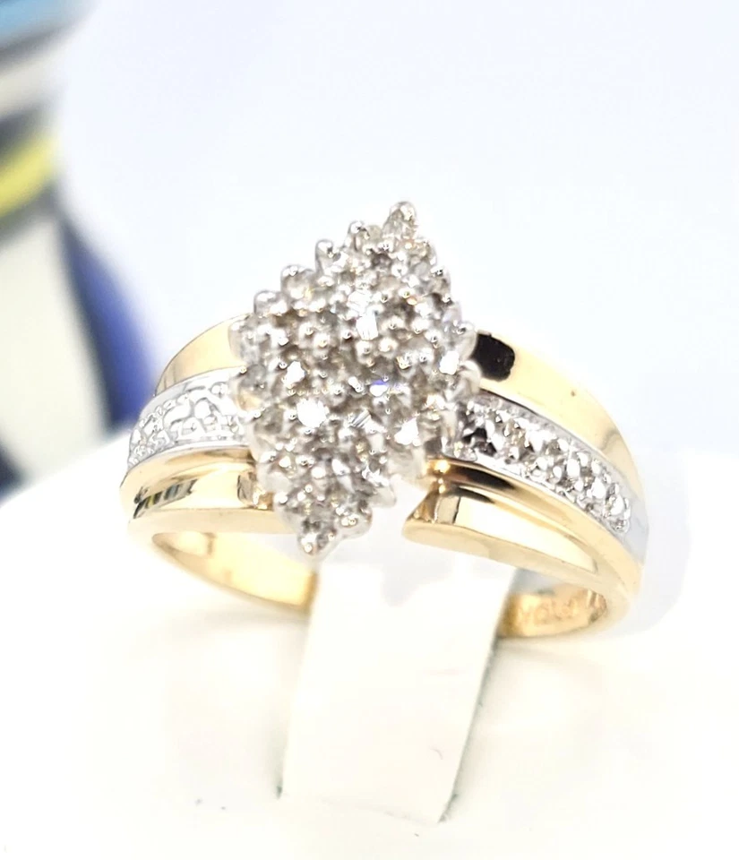 Anillo de oro macizo de 10k* Alto pulido** talla 7* diamantes O,33 quilates** WB148 Foto 2 de 4