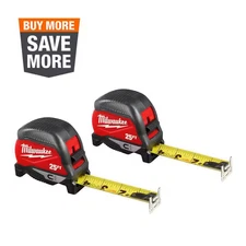 NEW 25 ft Compact Magnetic Tape Measure 2-Pack Dual Precision Jobsite Measuring